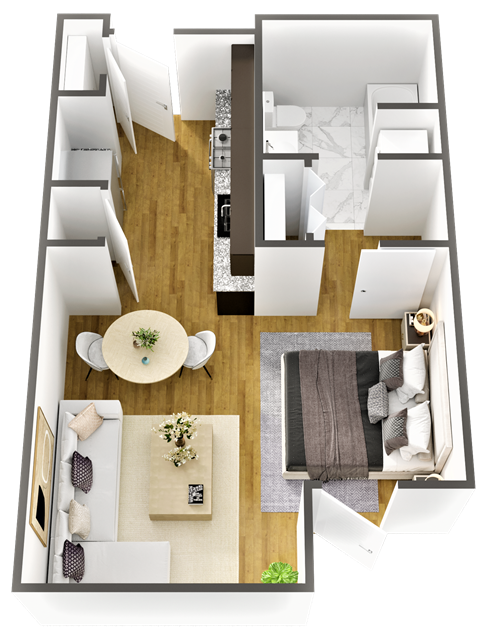 Floor plan for studio, 1 bath, 575 sqft